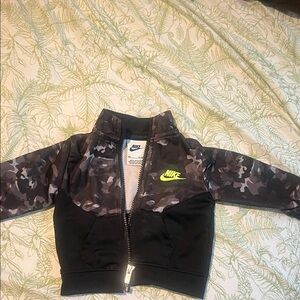 Nike Black and Camo Jacket with Neon Logo